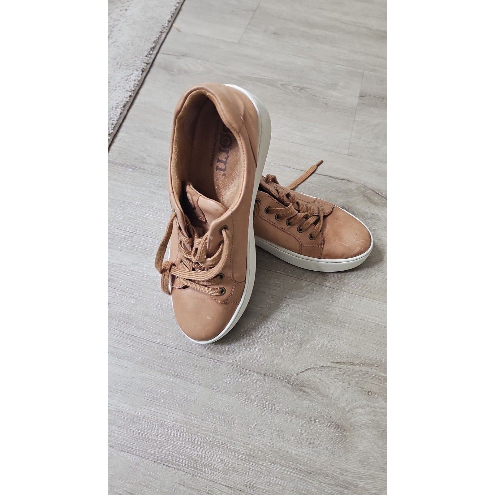 Brn Beca Leather Platform Sneakers In Tan Size 8